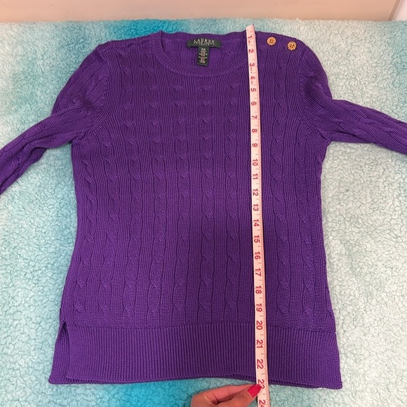 🔥Lauren Ralph Lauren Purple Crew Neck Cable Knit Sweater🔥 - Picture 4 of 6